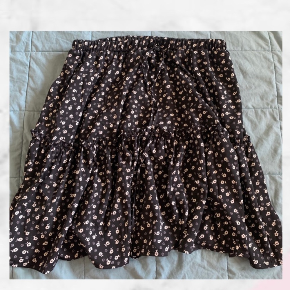 Black floral skirt